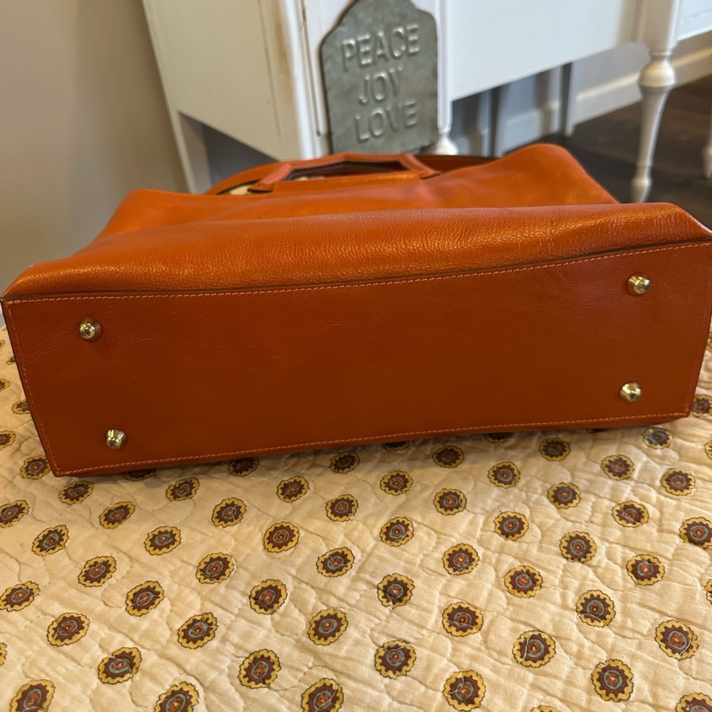 Anna Paola Made in Italy Large Orange Leather Tote Like New Condition - Picture 4 of 7
